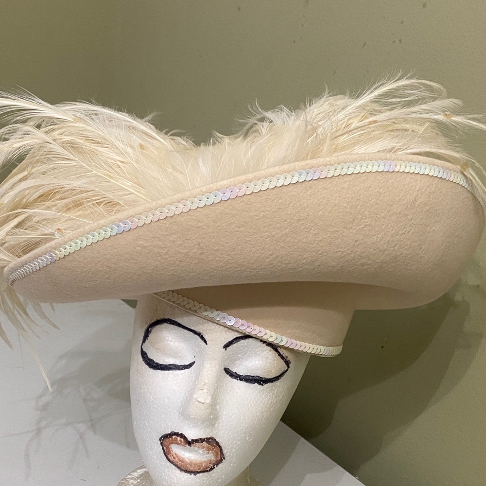 Fancy Ivory Wool Dress Hat / Church Hat by Deborah